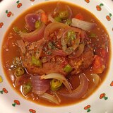 夏野菜で＊彩りカレー煮込みハンバーグ